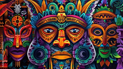 Wallpaper Mural "Colorful Tribal Art Celebrating Global Indigenous Cultures on Pride Day" Torontodigital.ca