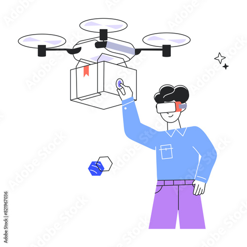 Check out linear mini illustration of drone delivery 