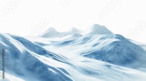 Landscape of isolated snow hills. Background of winter snowdrifts.