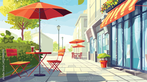 Outdoor street cafe in summer park area cartoon illustration © Davidt
