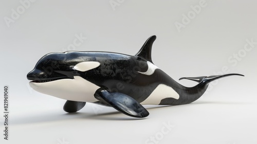The left side view of an isolated killer whale orca is cutout ready for 3D rendering on a white backdrop