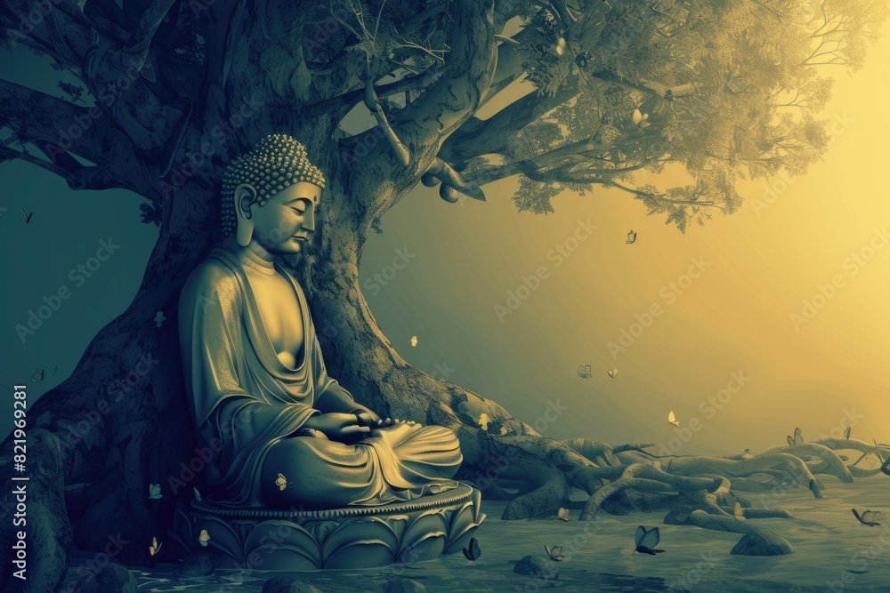 A statue of a person sitting under a tree. Suitable for outdoor themes A statue of a person sitting under a tree. Suitable for outdoor themes