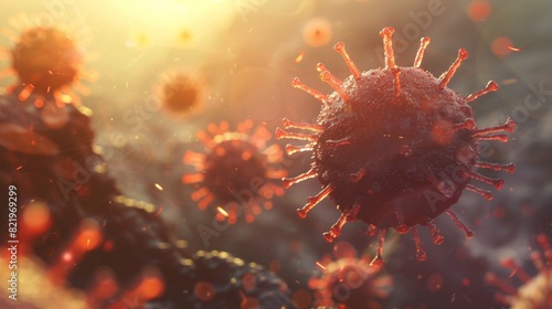 A 3D rendering of a Corona Virus, which is closely related to microbiology and virology photo