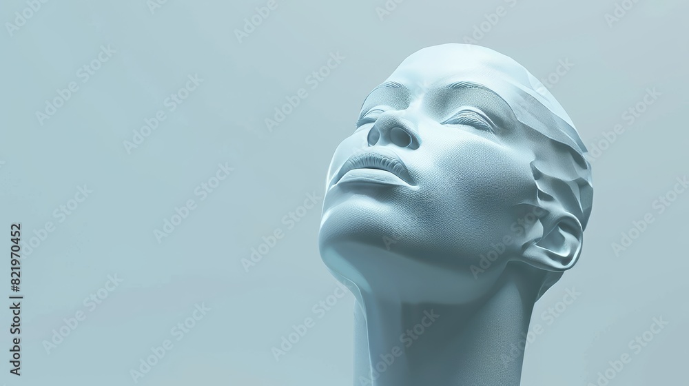 An abstract digital human head pictured in a minimalist design. Ideal for business presentations, flyers, and posters. A 3D modern illustration. An abstract digital human head pictured in a minimalist design. Ideal for business presentations, flyers, and posters. A 3D modern illustration.
