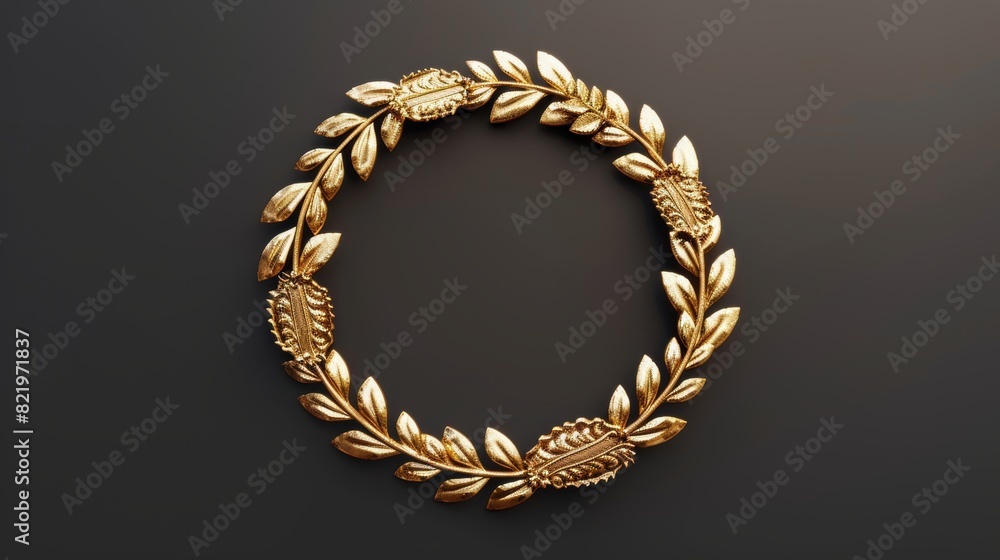 Obraz premium Decorative gold circle with ornaments on transparent background.
