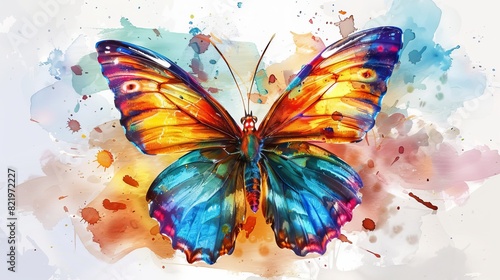 Beautiful watercolor butterfly illustration for a postcard, invitation, greeting card, birthday, souvenir, wedding, or other special occasion. © Bundi