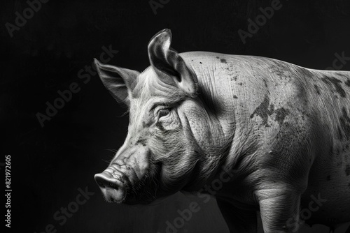 Wallpaper Mural A monochrome image of a pig, suitable for various projects Torontodigital.ca