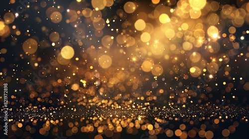 PNG image of glittering modern dust on a transparent background. Golden sparkles. Christmas holiday glow particles. Star effect. Shiny background. Festive party design.