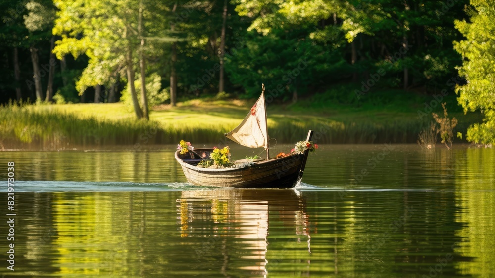 Obraz premium Idyllic Lake Scene with Mountains