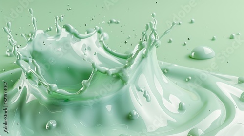 A close-up of a green liquid splashing and creating a crown-shaped wave.