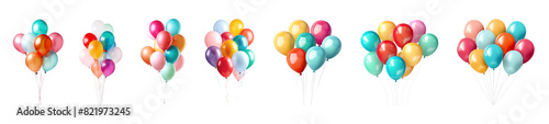 Colorful balloon bunch png element set on transparent background
