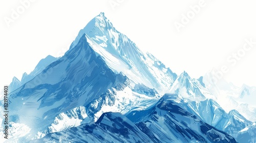 Drawing sketch of a mountain border frame in PNG format