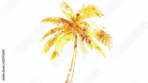 Watercolor golden palm tree hand painted isolated on © Casa