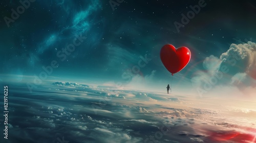 As Mother's Day approaches, a celestial duo drifts in the zero gravity environment, embracing a heart-shaped balloon.
