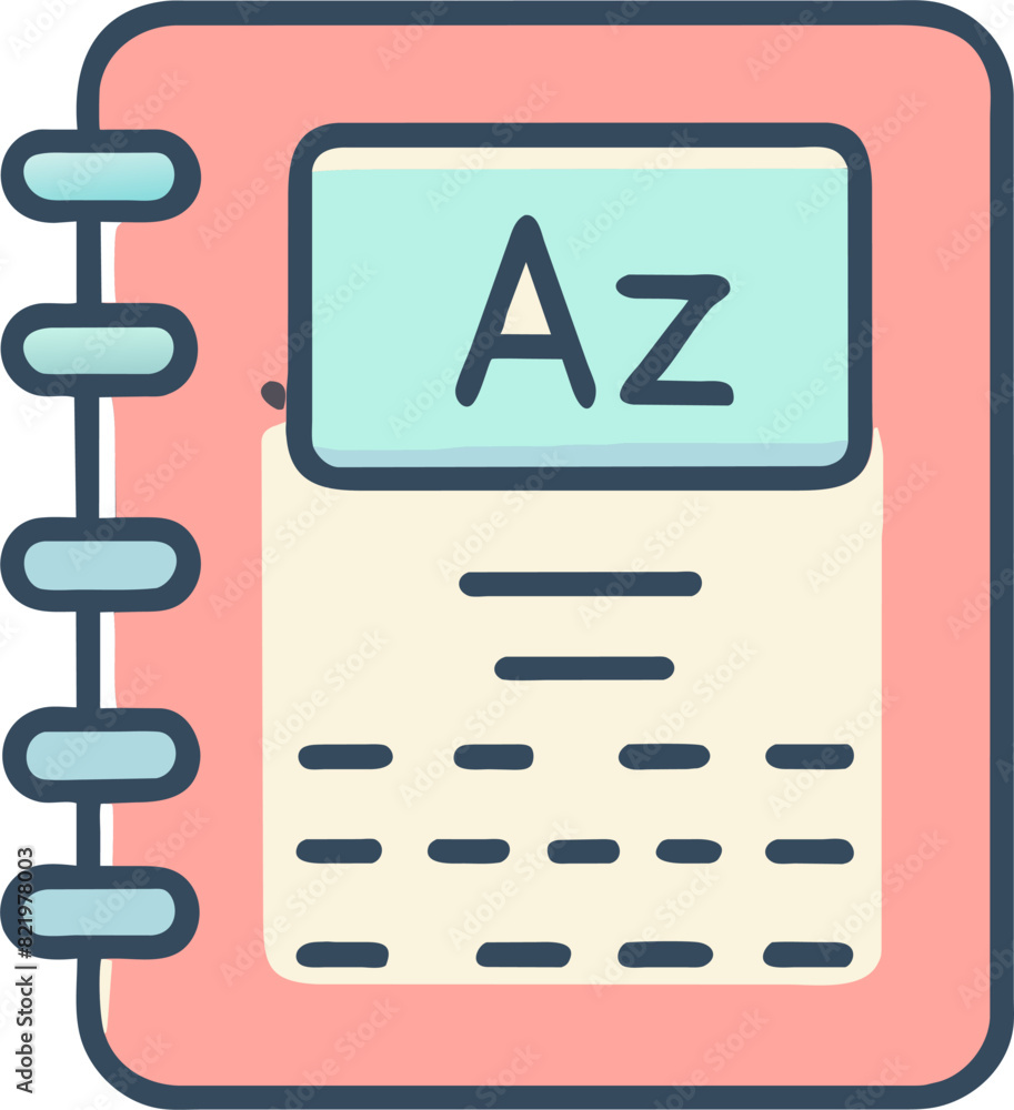 dictionary with writing a-z, icon colored outline dictionary with writing a-z, icon colored outline