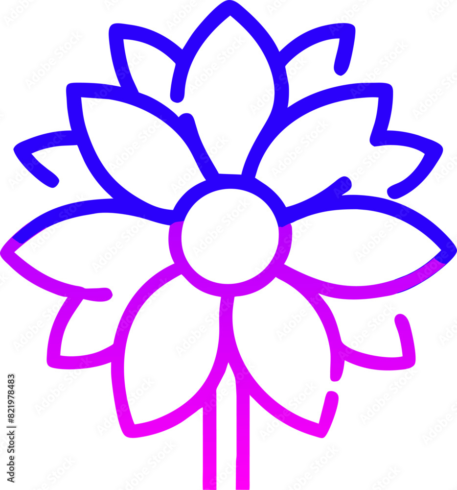 pop art beautiful flower in isolated background, icon outline gradient pop art beautiful flower in isolated background, icon outline gradient