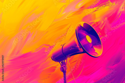 Vibrant abstract background with a megaphone ideal for product launches and marketing campaigns 