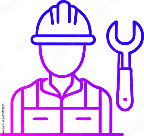 construction and tools worker, icon outline gradient