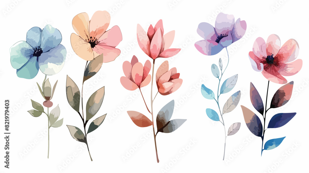 Watercolor flower. Floral designs isolated on white background