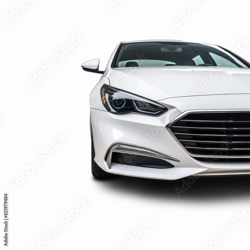 White city car standing on white background