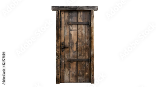 Old wooden door isolated on transparent background.
