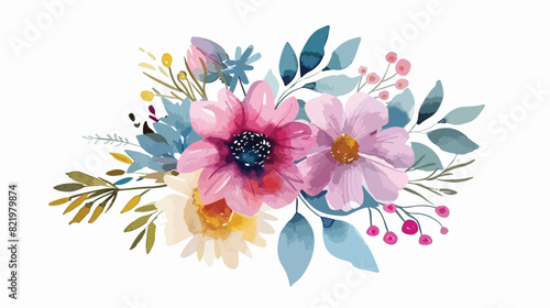 Watercolor flower bouquet floral spring nature illustration