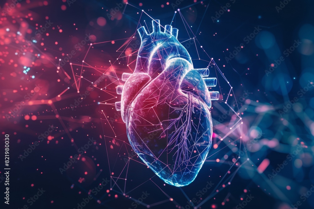 Human heart with cardiogram for medical heart health care background, Generative Ai Human heart with cardiogram for medical heart health care background, Generative Ai
