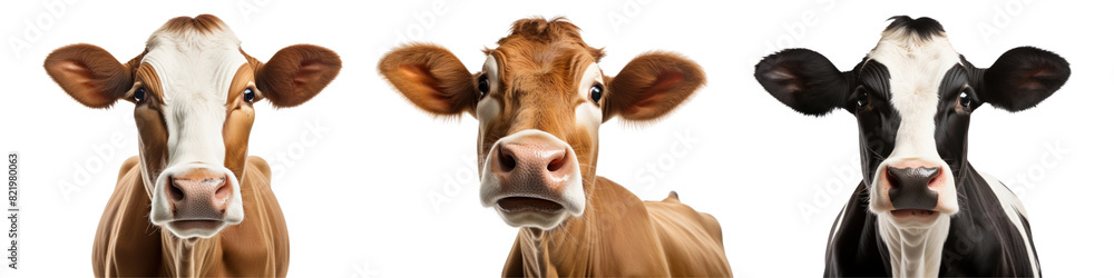 Cow face png element set on transparent background Cow face png element set on transparent background