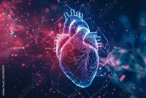 Human heart with cardiogram for medical heart health care background, Generative Ai 