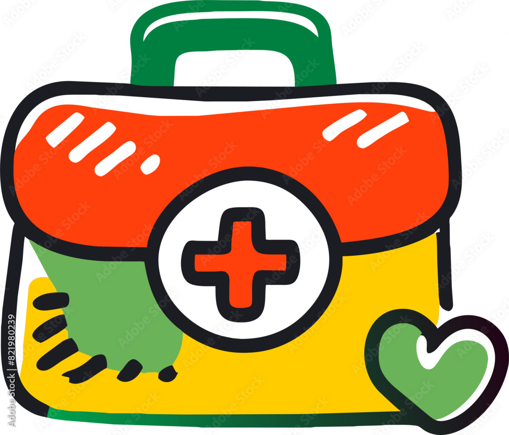 Obraz premium medical kit, icon doodle offset fill