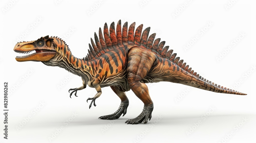 An illustration of a spinosaurus on a white background. Spinosaurus was one of the largest carnivorous dinosaurs. 3D rendering. An illustration of a spinosaurus on a white background. Spinosaurus was one of the largest carnivorous dinosaurs. 3D rendering.