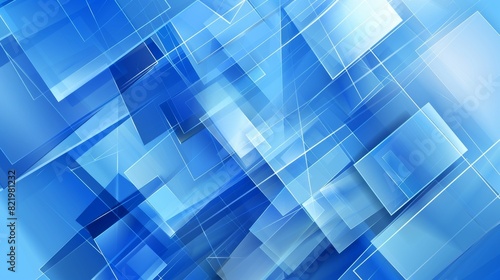 Blue geometric background with abstract crystal shapes