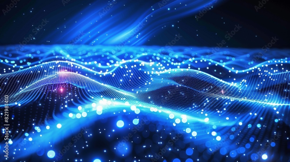 Futuristic blue digital waves in motion - abstract connectivity concept Futuristic blue digital waves in motion - abstract connectivity concept