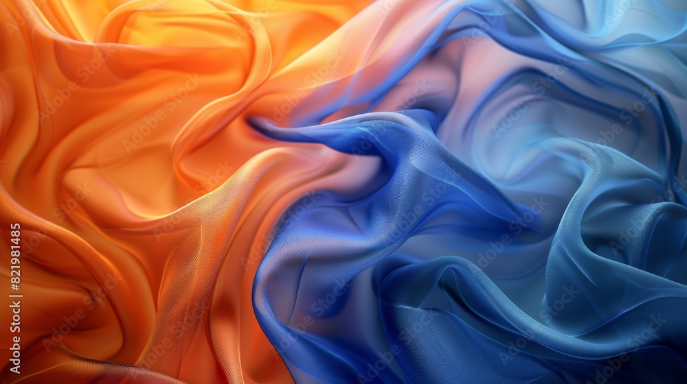 Vibrant orange and blue fabric waves abstract texture Vibrant orange and blue fabric waves abstract texture
