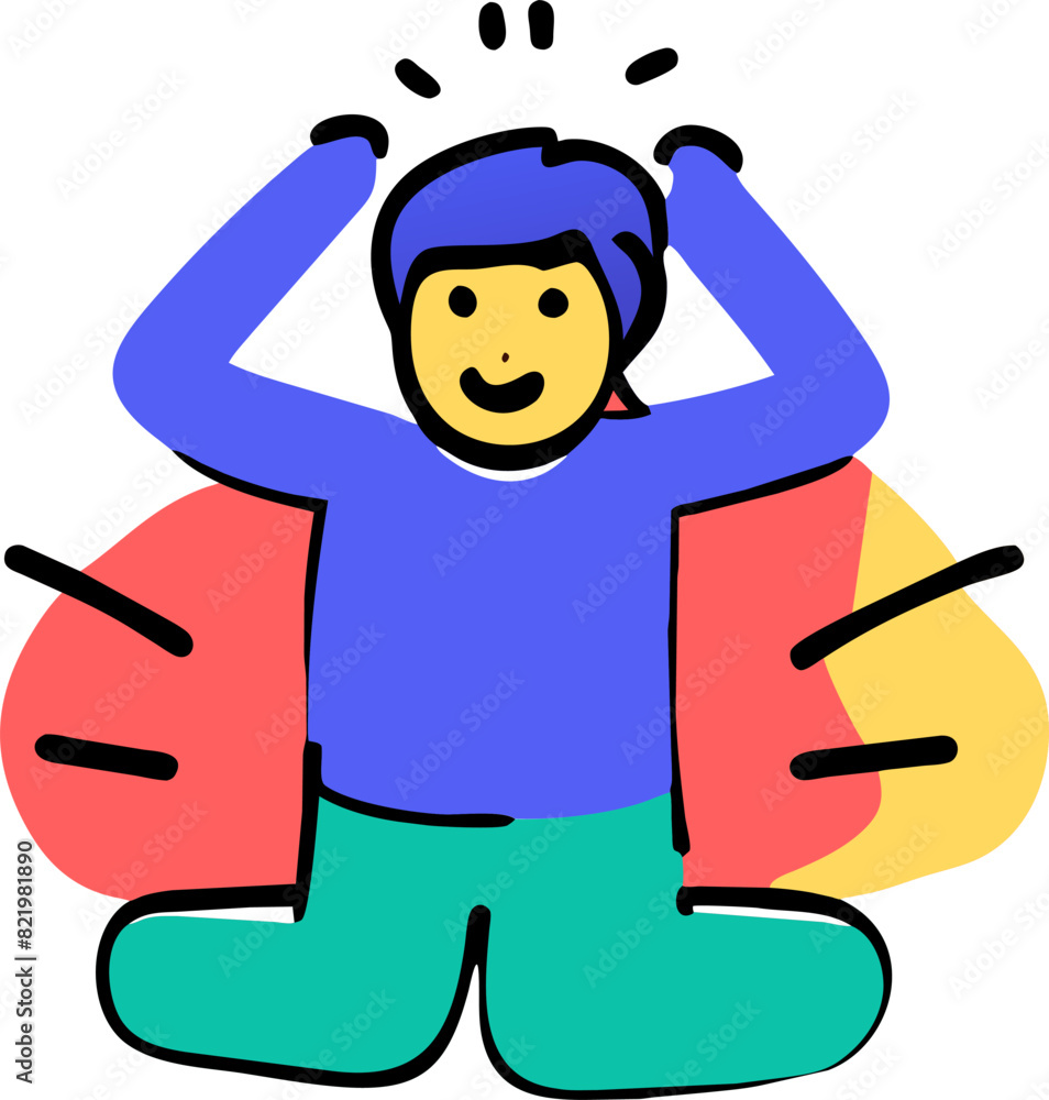 draw a younger man jumping with raised hands on the court, icon doodle offset fill draw a younger man jumping with raised hands on the court, icon doodle offset fill