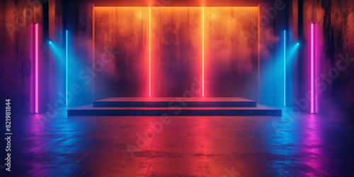 Wallpaper Mural stage spotlight on stage, neon stage background Torontodigital.ca