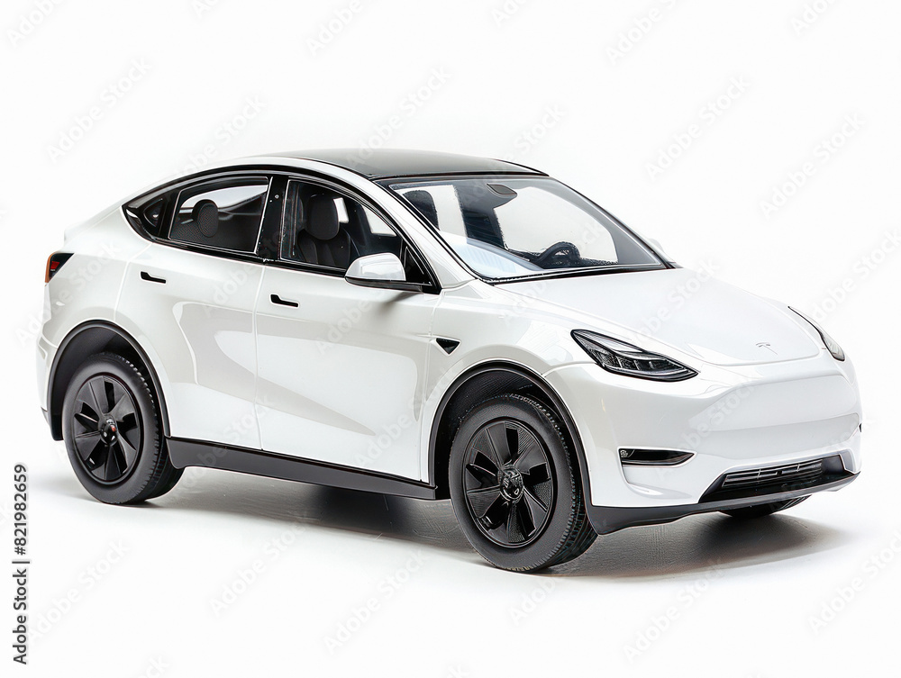 Fototapeta premium White city car standing on white background