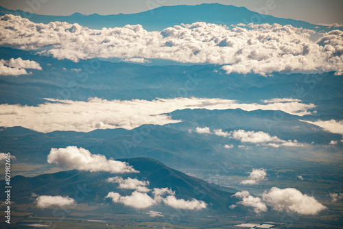 Part of Tuxpan city, Jalisco, Mexico seen from Nevado de Colima National Park photo