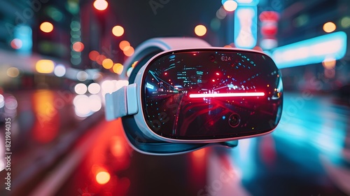 Neon Frontier: Virtual Reality Glasses Pave the Way in the New Future © masanyanka