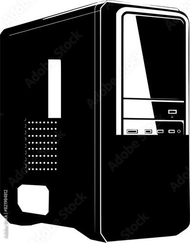 Computer case vector icon illustration isolated on a transparent background.