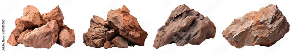 Obraz premium Rock stone png element set on transparent background