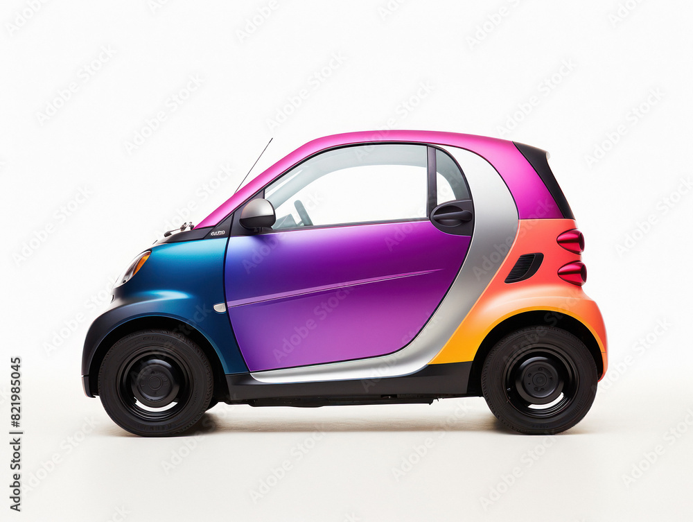modern toy car standing on isolated background