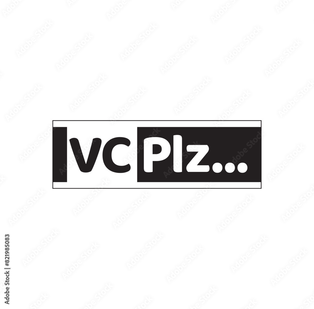 Video call please initial vector icon. VC Plz. Art work Video call please initial vector icon. VC Plz. Art work