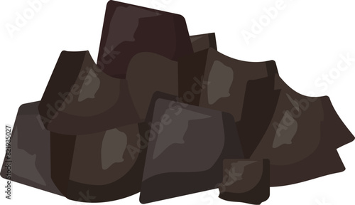 Vector graphic of dark brown chocolate pieces heaped together, isolated on a white background
