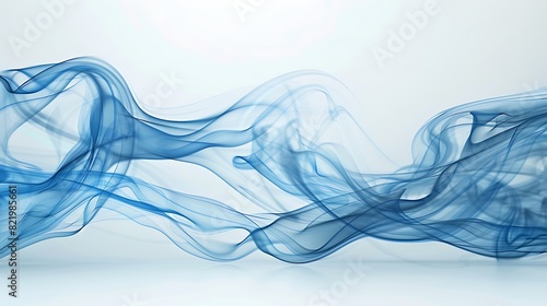 Wisps of vibrant blue smoke gently curling and intertwining on a clean white surface, evoking a sense of mystery and tranquility. © Khan