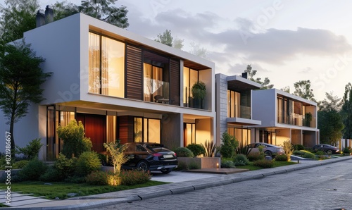 Residential modern modular townhouse with minimalist architecture and stunning exteriors © Trident