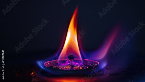 Colorful Flame on Dark Background