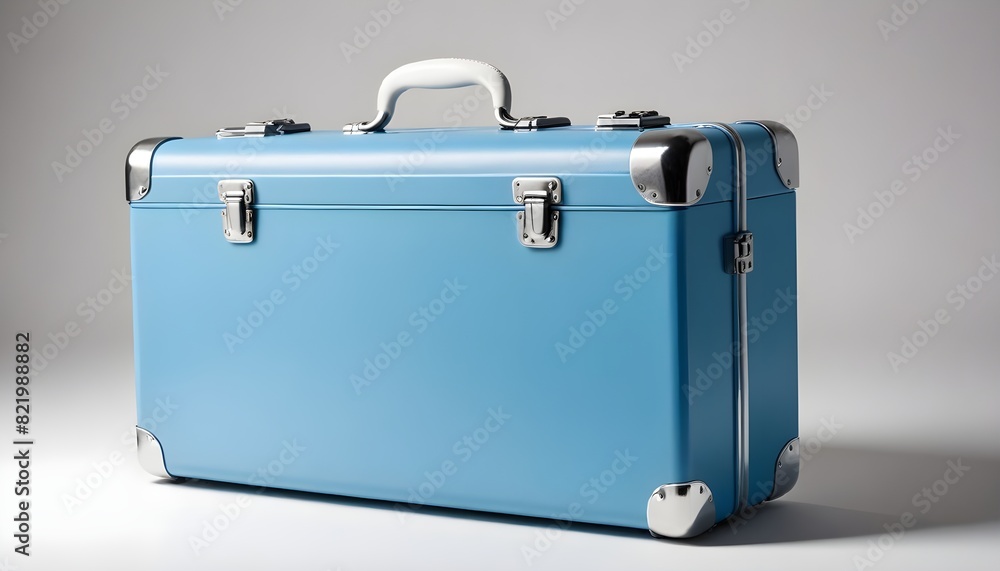 Blue plastic suitcase isolated on white background. Blue plastic suitcase isolated on white background.