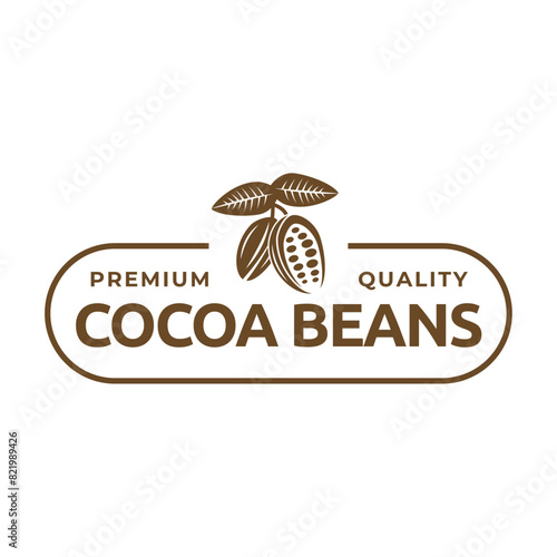Vintage cocoa bean, cocoa plant logo icon vector template