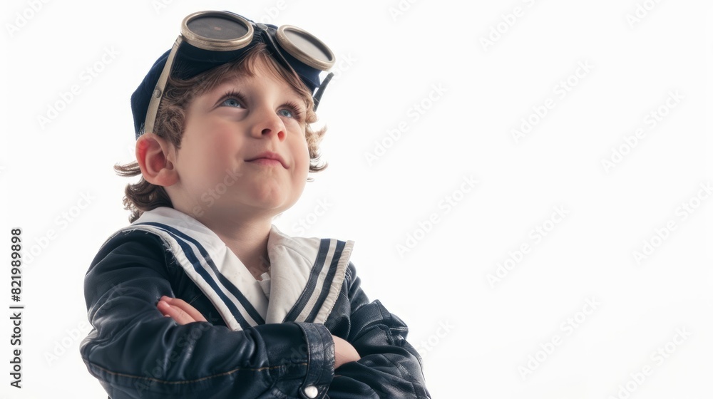 5 year old boy is a sailor on a white background 5 year old boy is a sailor on a white background